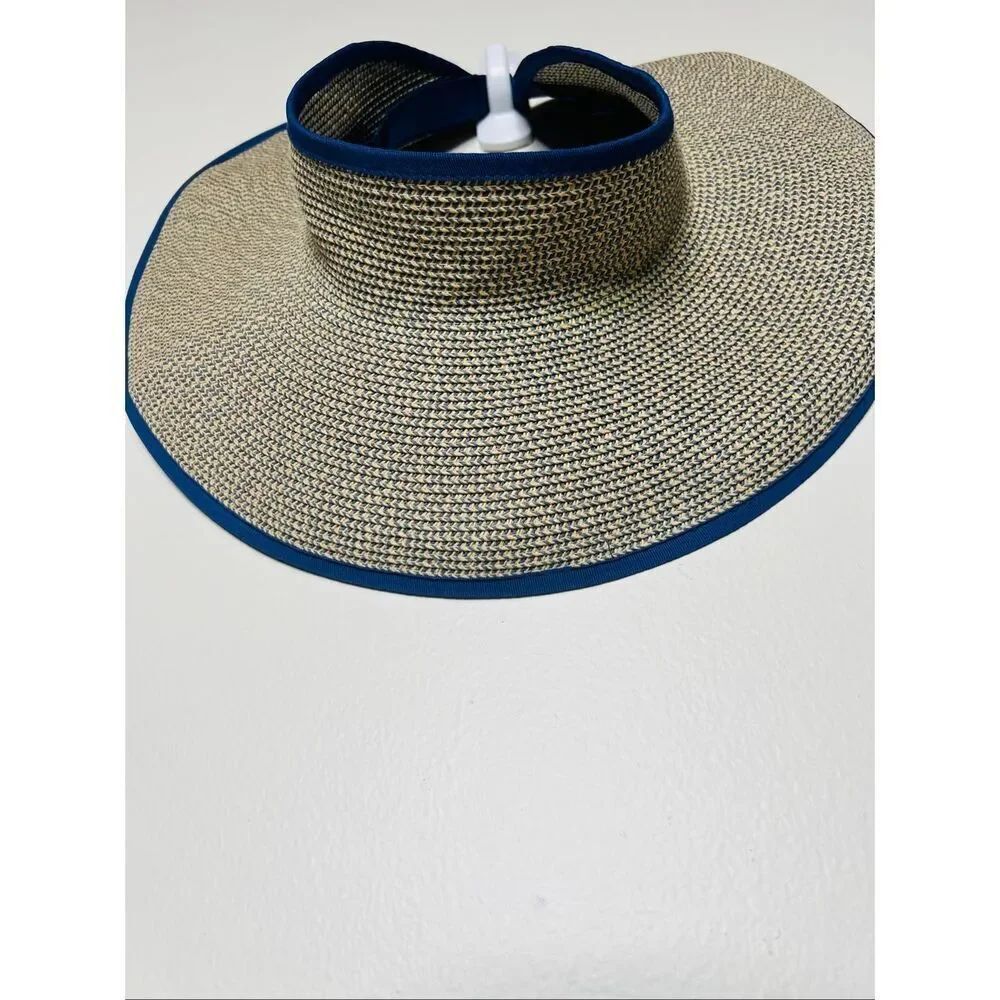 San Diego Hat Co Navy Blue Straw OpenTop Adjustable